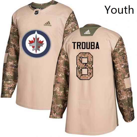 Youth Adidas Winnipeg Jets 8 Jacob Trouba Authentic Camo Veterans Day Practice NHL Jersey